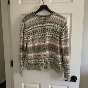 Elegant Multicolor Patterned Cardigan Sweater